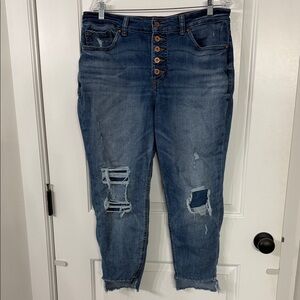 Maurices Button-Up Distressed Ankle Jeans